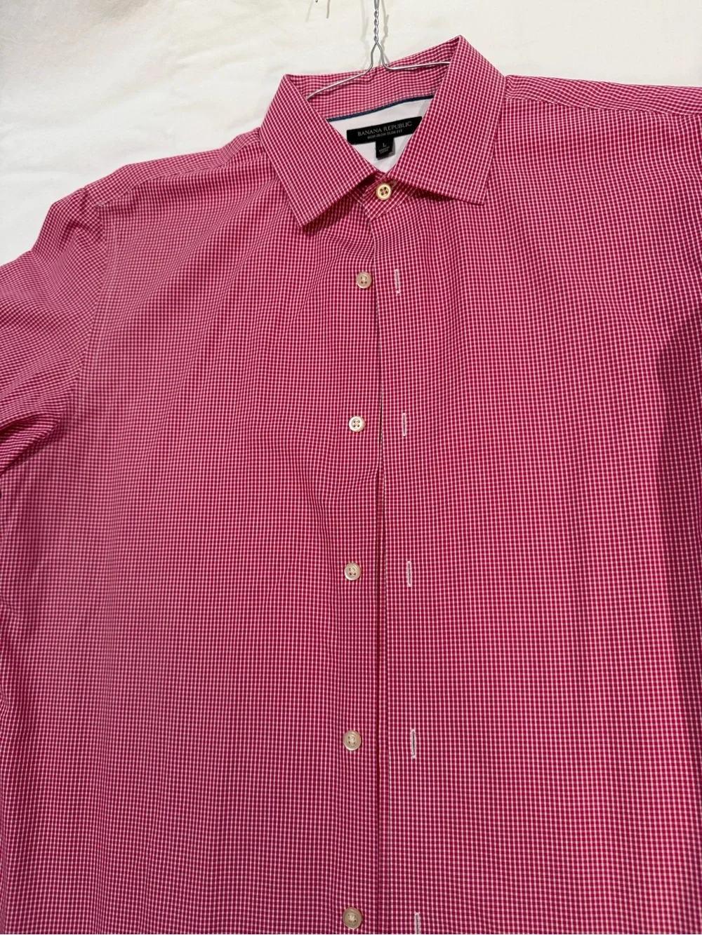 Banana Republic Red Micro-Check Dress Shirt